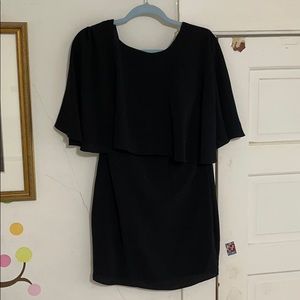 black flowy with v-cut back mini dress